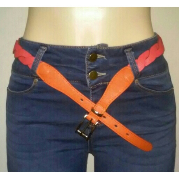 Red & Orange Flat Twist Belt - Picture 2 of 3